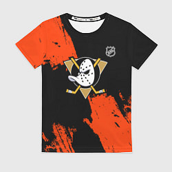 Женская футболка Анахайм Дакс - оранжевая краска