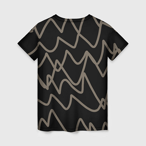 Женская футболка Кривые рукописные линии чёрно-коричневый / 3D-принт – фото 2