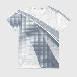 Футболка женская Светлый серо-голубой текстурированный с полосой, цвет: 3D-принт