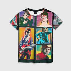 Футболка женская David Bowie vintage collage, цвет: 3D-принт