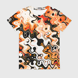 Футболка женская Абстракция разлитые краски оранжевый, цвет: 3D-принт
