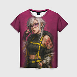 Футболка женская Девушка с татуировкой в очках, цвет: 3D-принт
