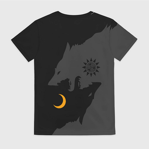Женская футболка Мистические волки ночи и дня - тату / 3D-принт – фото 2