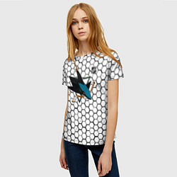 Футболка женская Сан Хосе Шаркс - белые плиты, цвет: 3D-принт — фото 2