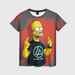 Футболка женская Гомер в футболке Linkin Park, цвет: 3D-принт