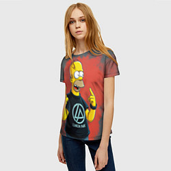 Футболка женская Гомер в футболке Linkin Park, цвет: 3D-принт — фото 2