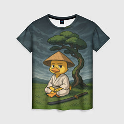 Футболка женская Утенок самурай - медитация, цвет: 3D-принт