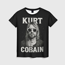 Женская футболка Курт Кобейн - гранж-арт