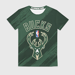Футболка женская Милуоки Бакс - цвета команды, цвет: 3D-принт