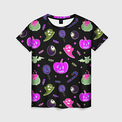 Футболка женская Halloween pink black pumpkin, цвет: 3D-принт
