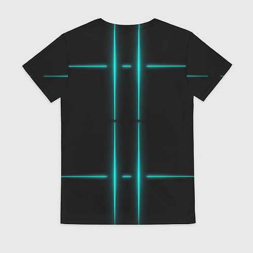 Женская футболка Neon black light blue line / 3D-принт – фото 2