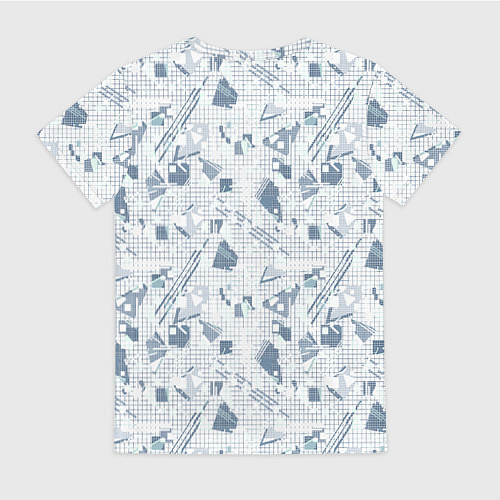 Женская футболка Мемфис синий с серым клетчатый геометрический узор / 3D-принт – фото 2