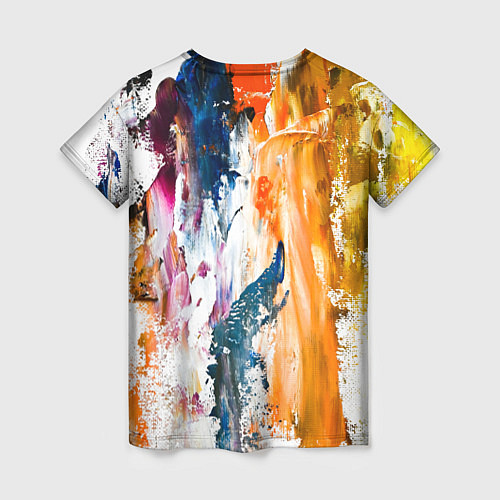 Женская футболка Разноцветные мазки кисти на палитре художника / 3D-принт – фото 2