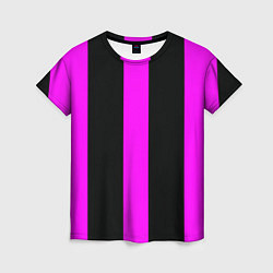 Женская футболка Color black pink lines