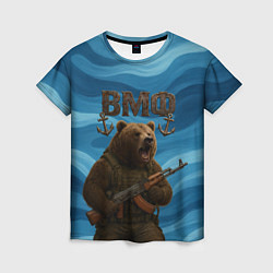 Женская футболка ВМФ Медведь с АК-47