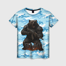 Женская футболка ВМФ злой медведь с автоматом