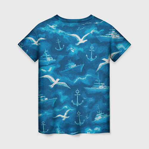 Женская футболка Морской камуфляж акварелью / 3D-принт – фото 2
