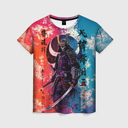 Футболка женская Призрачный самурай - краски, цвет: 3D-принт