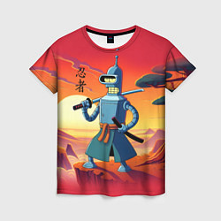 Футболка женская Бендер ниндзя в Японском пейзаже, цвет: 3D-принт