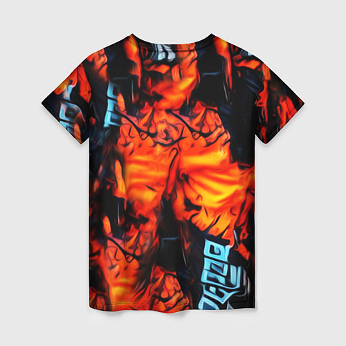 Женская футболка Абстрактная текстура рыжего пламени / 3D-принт – фото 2