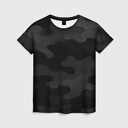 Футболка женская Черно-серая текстура камуфляжа, цвет: 3D-принт