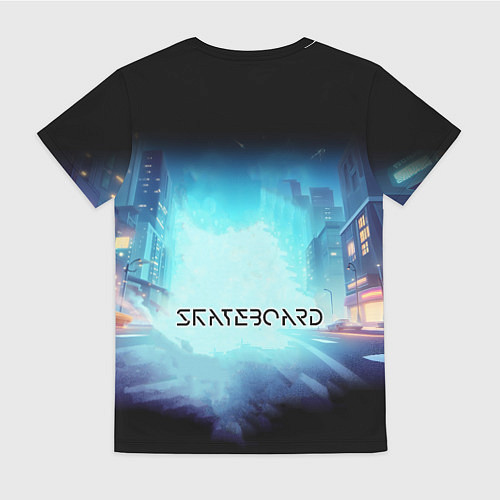 Женская футболка Bender is a skateboarder in neon street - ai art / 3D-принт – фото 2