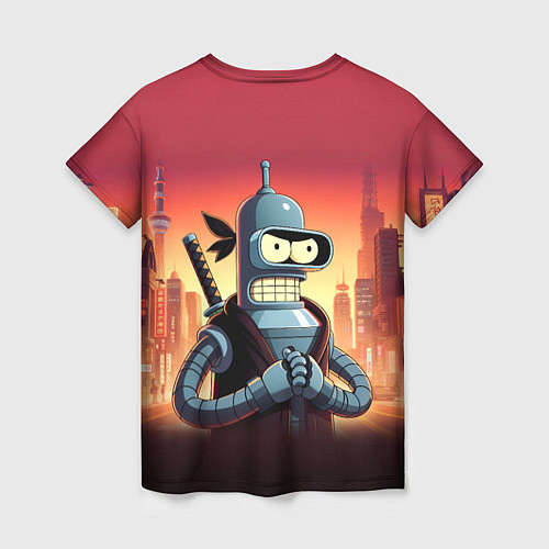 Женская футболка Крутой ниндзя Бендер в ночном городе / 3D-принт – фото 2