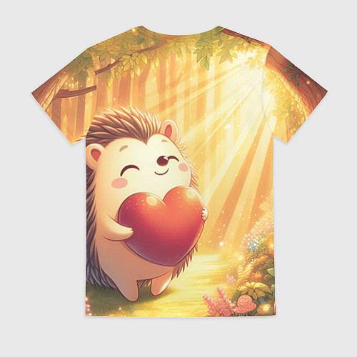 Женская футболка Солнечный ёж в лесу / 3D-принт – фото 2