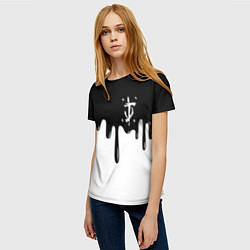 Футболка женская Doom logo жидкие краски, цвет: 3D-принт — фото 2