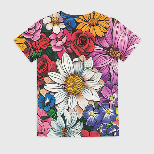 Женская футболка Крупные цветы / 3D-принт – фото 2
