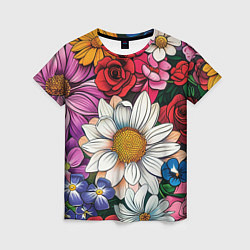 Женская футболка Крупные цветы