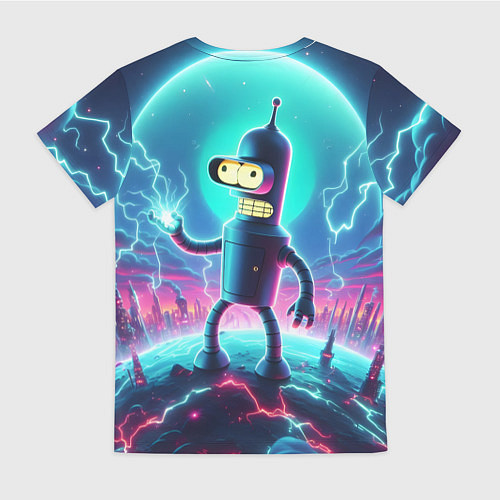 Женская футболка Робот-сгибальщик Бендер пропускает через себя молн / 3D-принт – фото 2