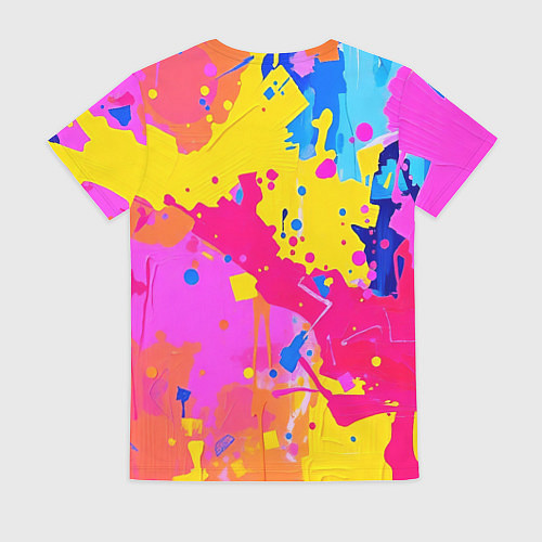Женская футболка Яркие пятна акриловой краски на стене / 3D-принт – фото 2