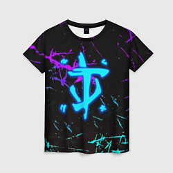 Женская футболка Doom неоновые штрихи