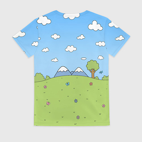 Женская футболка Nirvana мультяшный стиль на поляне / 3D-принт – фото 2