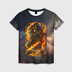 Женская футболка Герой аниме дракон с огненным мечем
