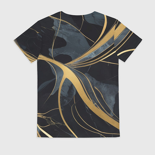 Женская футболка Мраморный узор с золотыми полосками / 3D-принт – фото 2