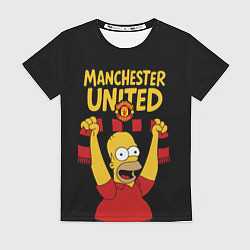 Футболка женская Манчестер Юнайтед и Гомер Симпсон, цвет: 3D-принт