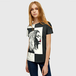 Футболка женская Девушка с дредами на темно-зеленом, цвет: 3D-принт — фото 2