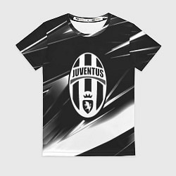 Женская футболка Juventus geometry stripes black
