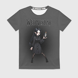 Футболка женская Уэнсдей держит пузырек яда, цвет: 3D-принт