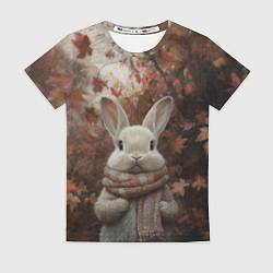 Женская футболка Зайчишка в шарфе