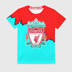Женская футболка Liverpool краски текстура штрихи