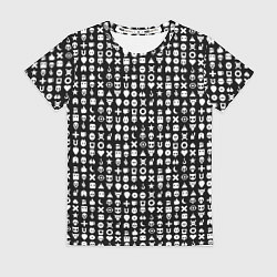 Футболка женская Любовь смерть и роботы, глитч символ паттерн, цвет: 3D-принт