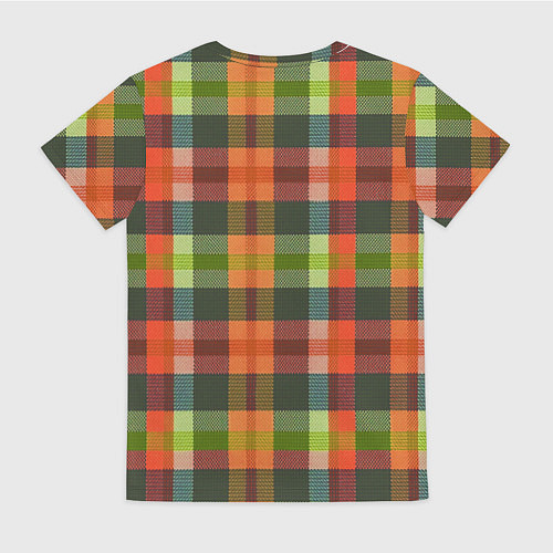Женская футболка Красно-зелёная клетка с текстурой ткани / 3D-принт – фото 2