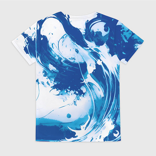 Женская футболка Бело-синий абстракция морская волна / 3D-принт – фото 2