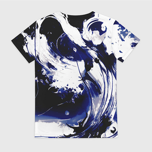 Женская футболка Чёрно-фиолетовый абстракция волна / 3D-принт – фото 2
