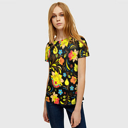 Футболка женская Хохлома узор, цвет: 3D-принт — фото 2