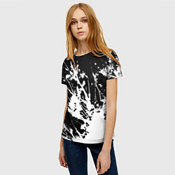Футболка женская Взрывная белая краска на чёрном, цвет: 3D-принт — фото 2