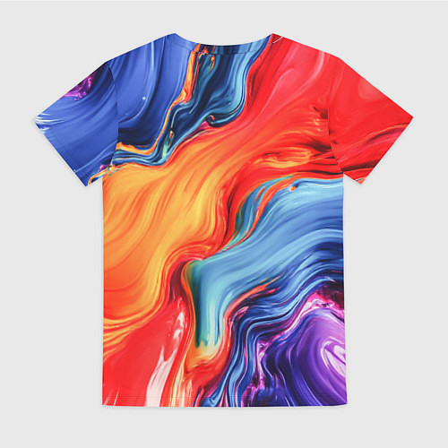 Женская футболка Красно-синие масляные краски смешение абстракция / 3D-принт – фото 2